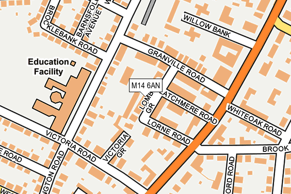 M14 6AN map - OS OpenMap – Local (Ordnance Survey)