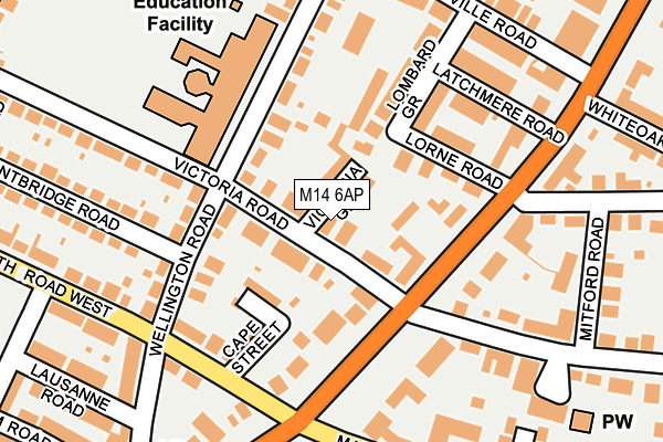 M14 6AP map - OS OpenMap – Local (Ordnance Survey)