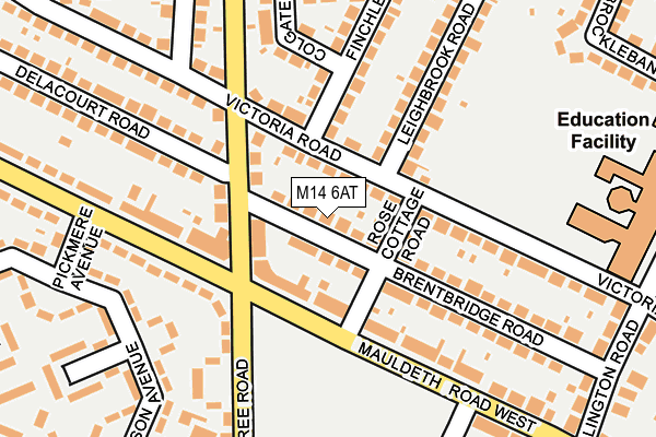 M14 6AT map - OS OpenMap – Local (Ordnance Survey)