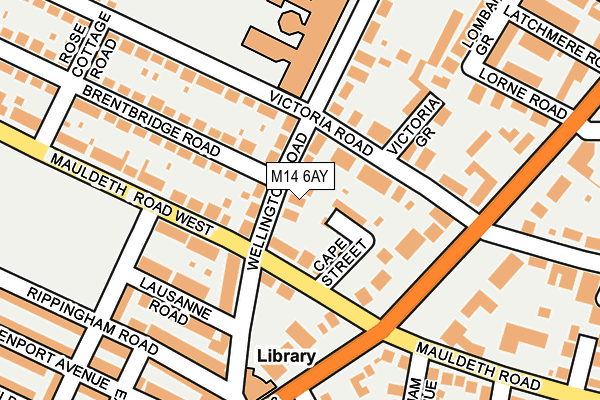 M14 6AY map - OS OpenMap – Local (Ordnance Survey)