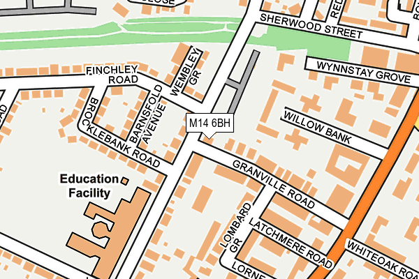 M14 6BH map - OS OpenMap – Local (Ordnance Survey)