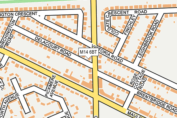 M14 6BT map - OS OpenMap – Local (Ordnance Survey)