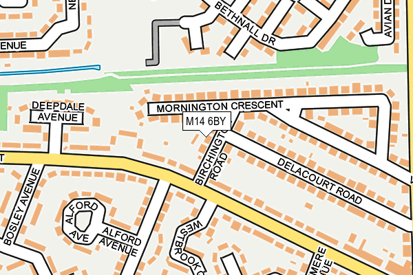 M14 6BY map - OS OpenMap – Local (Ordnance Survey)