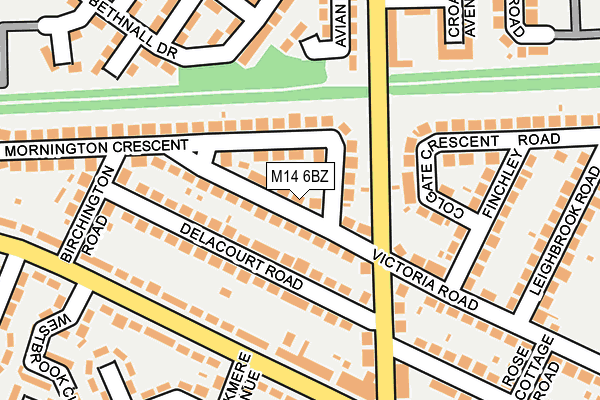 M14 6BZ map - OS OpenMap – Local (Ordnance Survey)