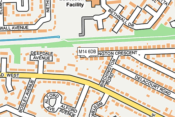 M14 6DB map - OS OpenMap – Local (Ordnance Survey)