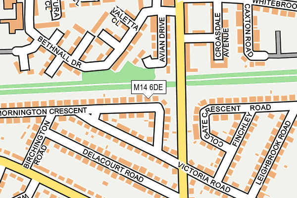 M14 6DE map - OS OpenMap – Local (Ordnance Survey)