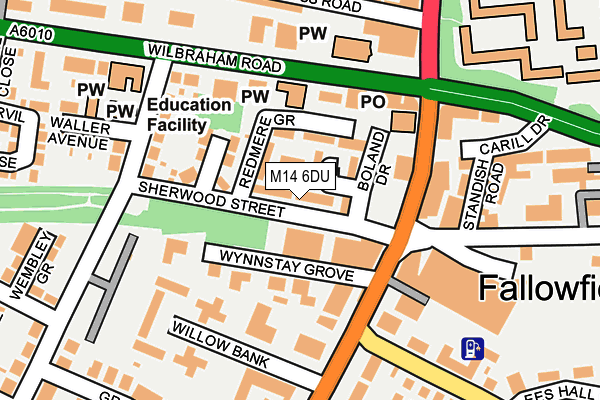 M14 6DU map - OS OpenMap – Local (Ordnance Survey)