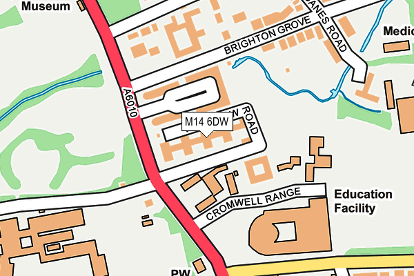 M14 6DW map - OS OpenMap – Local (Ordnance Survey)