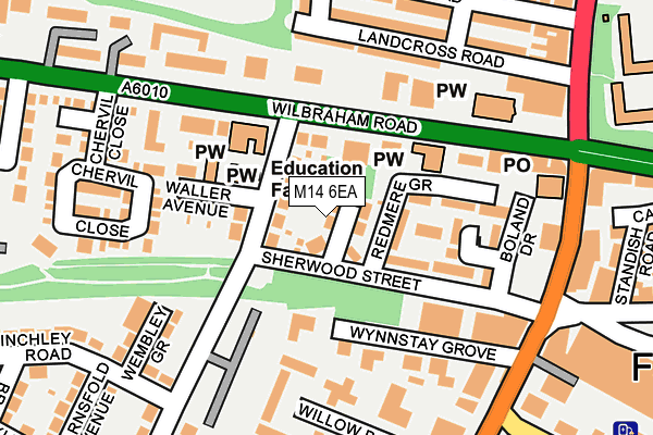 M14 6EA map - OS OpenMap – Local (Ordnance Survey)