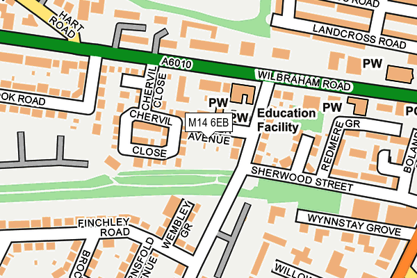 M14 6EB map - OS OpenMap – Local (Ordnance Survey)