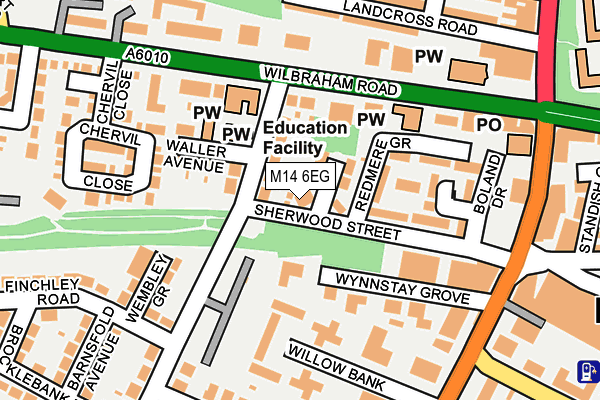 M14 6EG map - OS OpenMap – Local (Ordnance Survey)