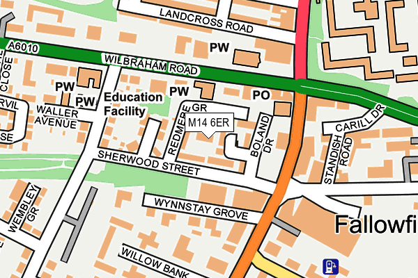 M14 6ER map - OS OpenMap – Local (Ordnance Survey)