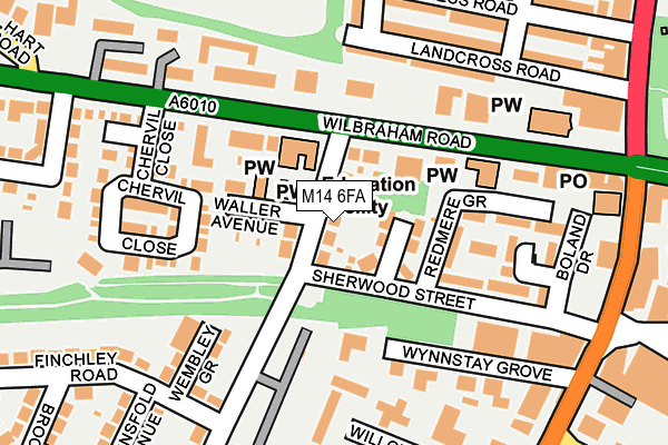 M14 6FA map - OS OpenMap – Local (Ordnance Survey)