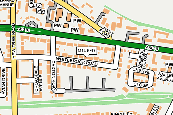 M14 6FD map - OS OpenMap – Local (Ordnance Survey)