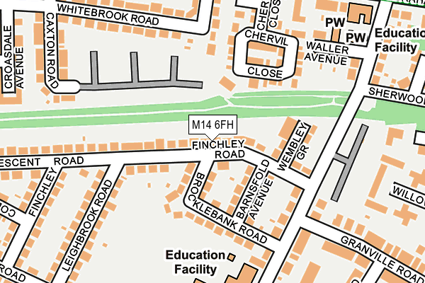 M14 6FH map - OS OpenMap – Local (Ordnance Survey)