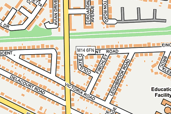 M14 6FN map - OS OpenMap – Local (Ordnance Survey)