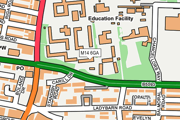 M14 6GA map - OS OpenMap – Local (Ordnance Survey)