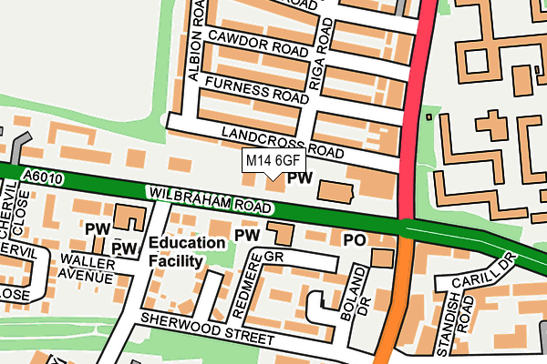 M14 6GF map - OS OpenMap – Local (Ordnance Survey)