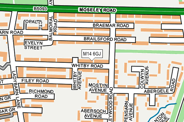 M14 6GJ map - OS OpenMap – Local (Ordnance Survey)