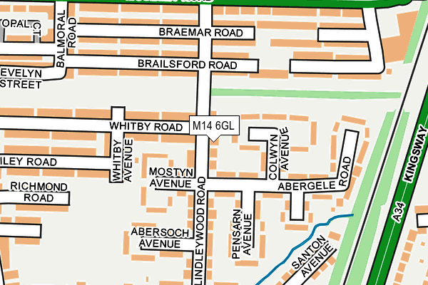 M14 6GL map - OS OpenMap – Local (Ordnance Survey)