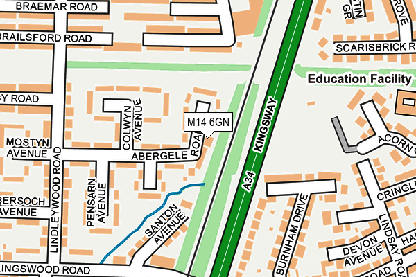 M14 6GN map - OS OpenMap – Local (Ordnance Survey)