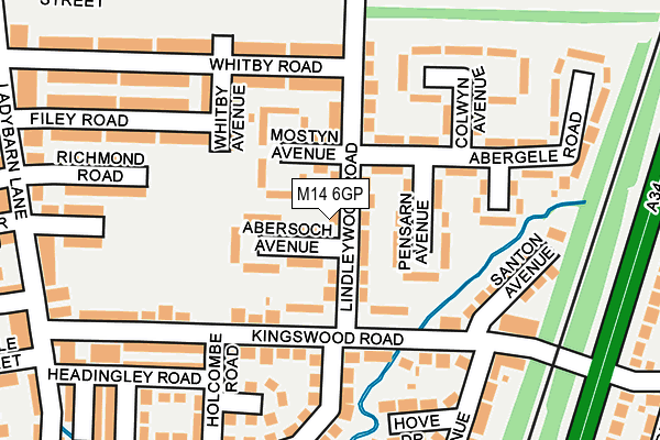 M14 6GP map - OS OpenMap – Local (Ordnance Survey)