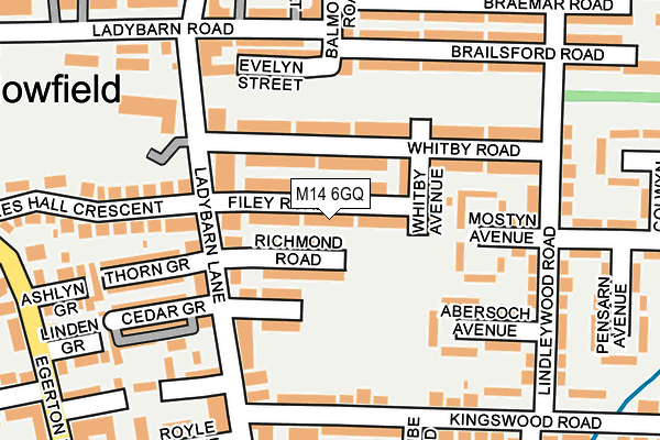 M14 6GQ map - OS OpenMap – Local (Ordnance Survey)