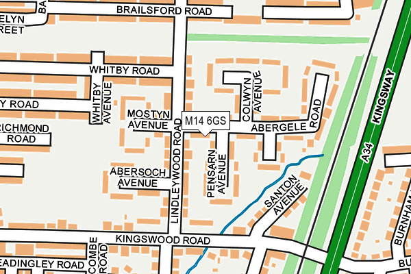 M14 6GS map - OS OpenMap – Local (Ordnance Survey)