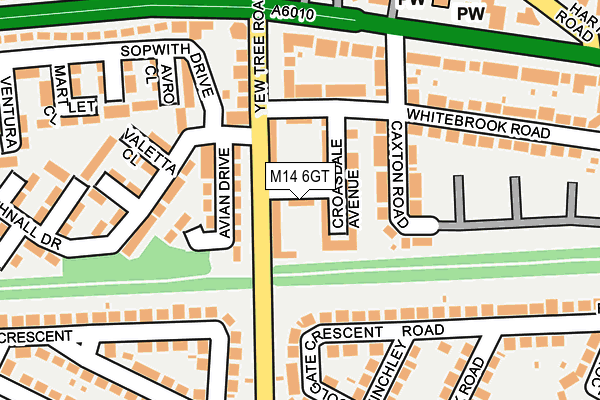 M14 6GT map - OS OpenMap – Local (Ordnance Survey)