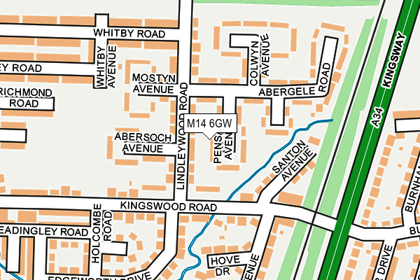 M14 6GW map - OS OpenMap – Local (Ordnance Survey)