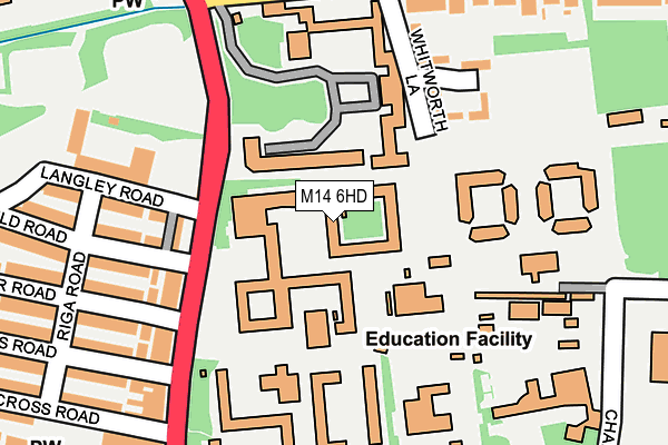 M14 6HD map - OS OpenMap – Local (Ordnance Survey)