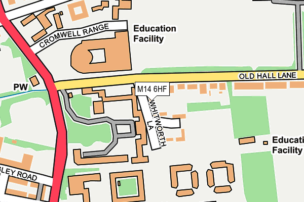 M14 6HF map - OS OpenMap – Local (Ordnance Survey)