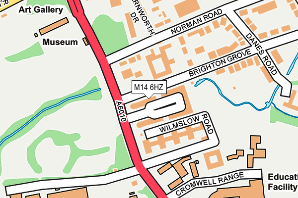 M14 6HZ map - OS OpenMap – Local (Ordnance Survey)