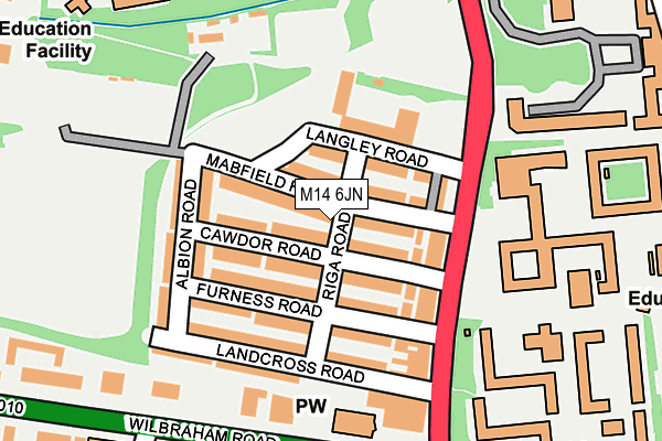 M14 6JN map - OS OpenMap – Local (Ordnance Survey)