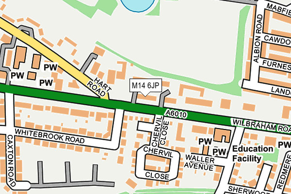 M14 6JP map - OS OpenMap – Local (Ordnance Survey)