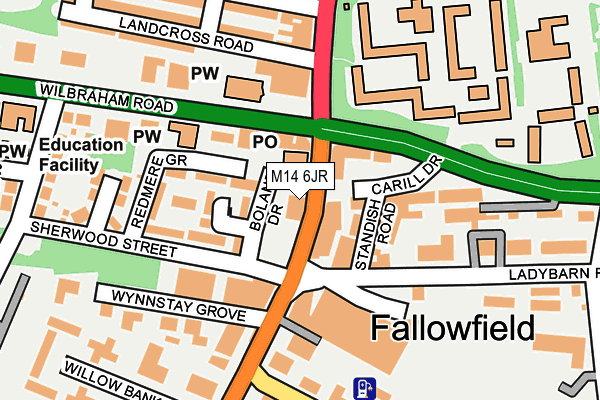 M14 6JR map - OS OpenMap – Local (Ordnance Survey)