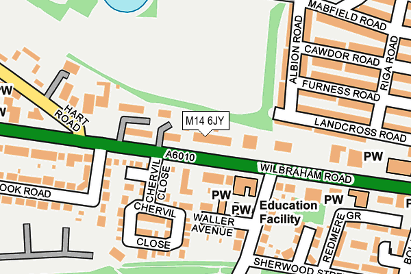 M14 6JY map - OS OpenMap – Local (Ordnance Survey)