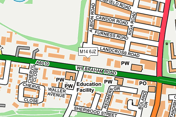 M14 6JZ map - OS OpenMap – Local (Ordnance Survey)