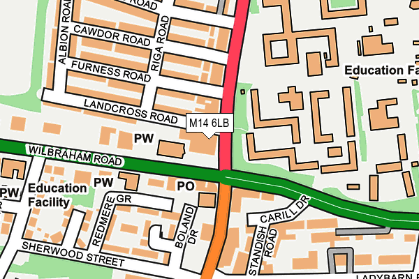 M14 6LB map - OS OpenMap – Local (Ordnance Survey)