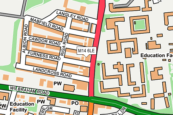 M14 6LE map - OS OpenMap – Local (Ordnance Survey)