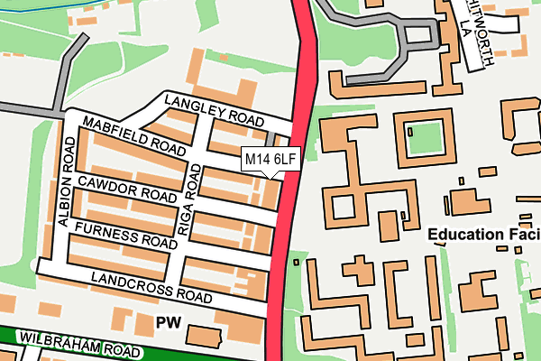 M14 6LF map - OS OpenMap – Local (Ordnance Survey)