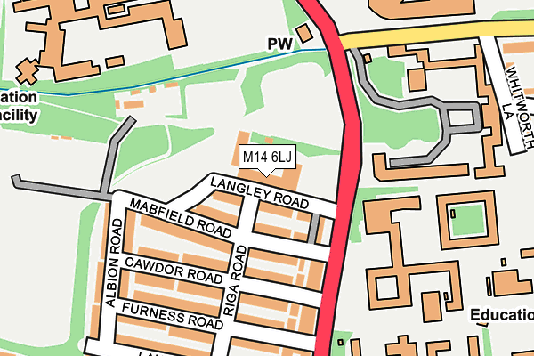 M14 6LJ map - OS OpenMap – Local (Ordnance Survey)