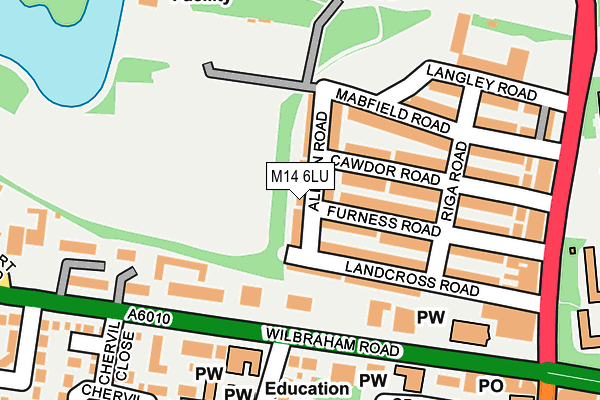 M14 6LU map - OS OpenMap – Local (Ordnance Survey)