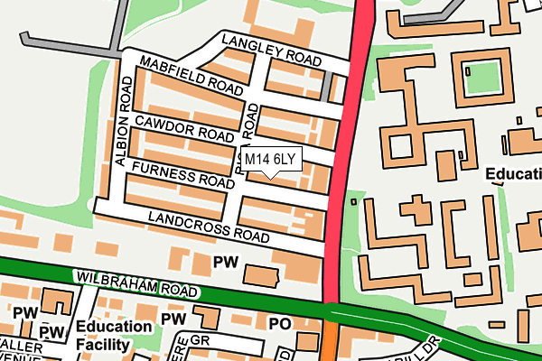 M14 6LY map - OS OpenMap – Local (Ordnance Survey)