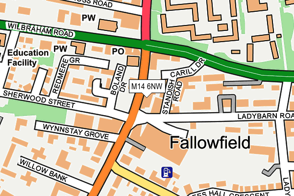 M14 6NW map - OS OpenMap – Local (Ordnance Survey)