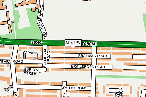 M14 6PA map - OS OpenMap – Local (Ordnance Survey)