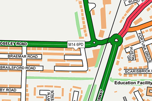 M14 6PD map - OS OpenMap – Local (Ordnance Survey)