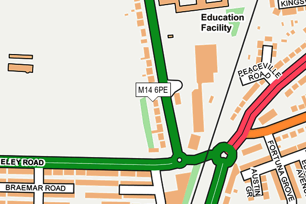 M14 6PE map - OS OpenMap – Local (Ordnance Survey)