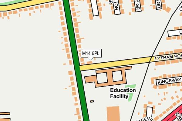 M14 6PL map - OS OpenMap – Local (Ordnance Survey)