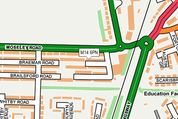 M14 6PN map - OS OpenMap – Local (Ordnance Survey)